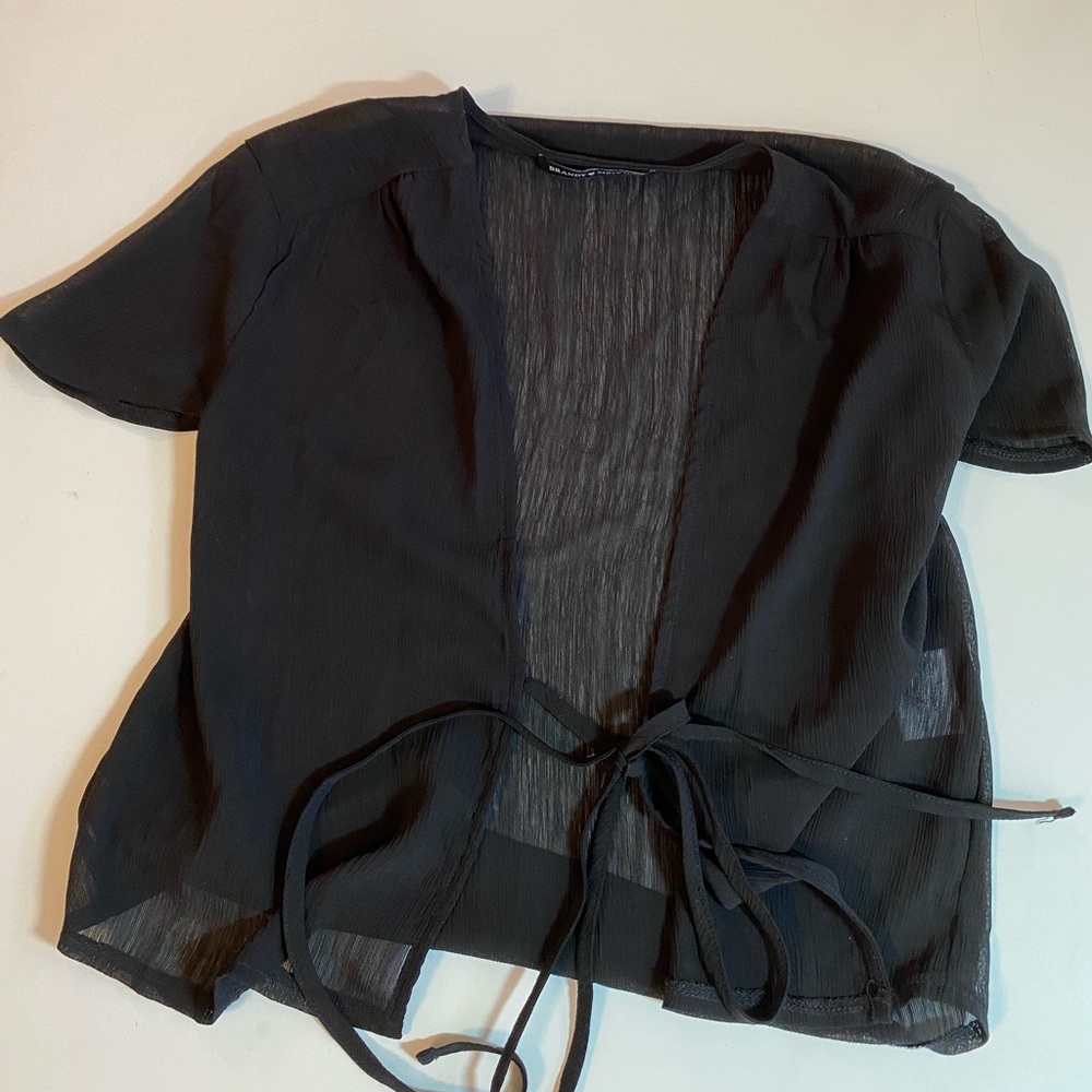 brandy Melville black sheer cap sleeve shrug